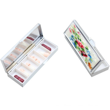 6 Cases Plastic Pillbox, Pill Containers with Mirror